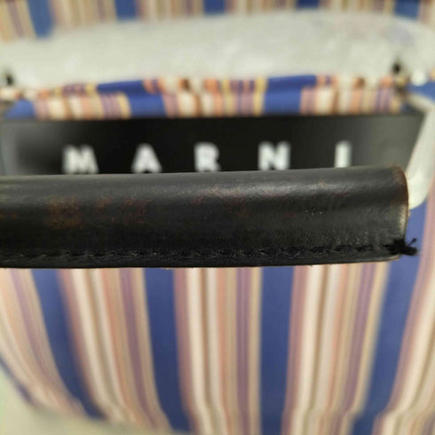 マルニ MARNI MARKET ストライプ ストロー バッグ レディース