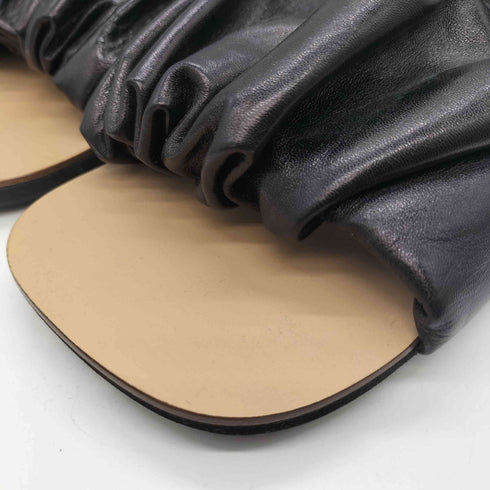 ジルサンダー JIL SANDER ギャザーディテール レザー オープントゥ フラットサンダル レディース