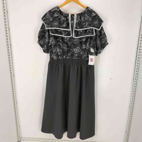 CLETTE ケープ 花柄ドッキング ワンピース レディース 4L