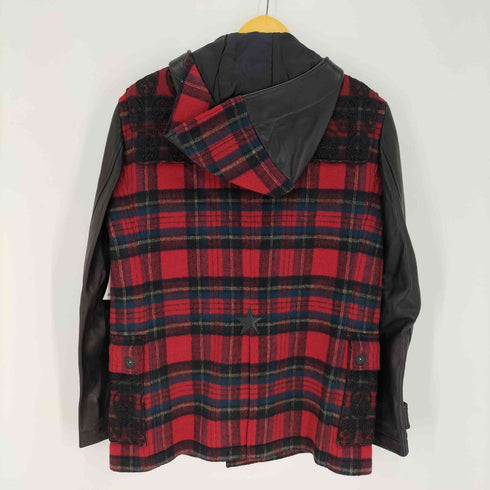 MabuyaMabuya チェック 素材切替 ダッフルコート メンズ import:M