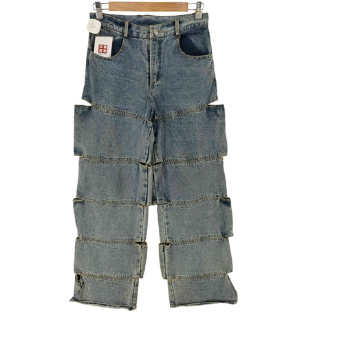 I DIY デザイン レイヤー デニム パンツ レディース M