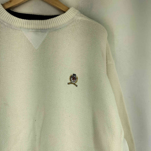 トミーヒルフィガー TOMMY HILFIGER ワンポイント刺繍 前V コットンニット メンズ JPN:L