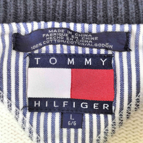 トミーヒルフィガー TOMMY HILFIGER ワンポイント刺繍 前V コットンニット メンズ JPN:L
