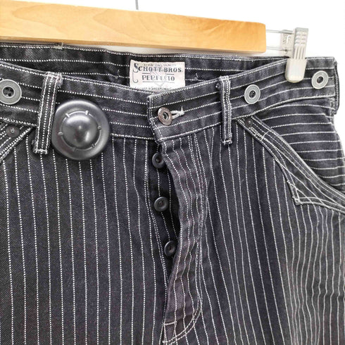 ショットブロス SCHOTT BROS. OLD HICKORY DENIM PANTS オールド ヒッコリー デニム パンツ ブラック ストライプ メンズ 34