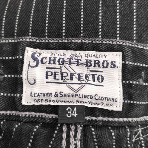 ショットブロス SCHOTT BROS. OLD HICKORY DENIM PANTS オールド ヒッコリー デニム パンツ ブラック ストライプ メンズ 34