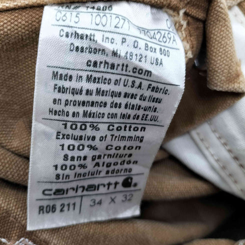 カーハート Carhartt SANDSTONE BIB OVERALL サンドストーン ウオッシュ 加工 ダック 生地 ビブ ダブルニー ペインター オーバーオール ペンキ ペイント グランジ メンズ 34×32