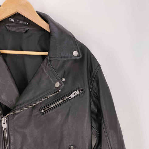 ザラ ZARA レザー ダブルライダース ジャケット メンズ import:M