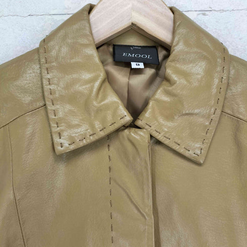 EMOOL エムール pig leather ピッグレザー 豚革 比翼 ステッチ ジャケット レディース 9AR