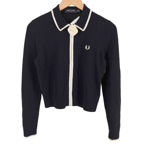 フレッドペリー FRED PERRY ZIP-THROUGH KNITTED SHIRT ジップスルー ニット カーディガン レディース UK10