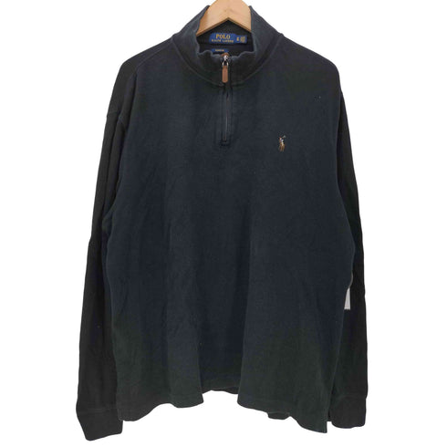 ポロラルフローレン POLO RALPH LAUREN 現行タグ ESRATE RIB ポニー刺繍 ハーフジップ スウェット メンズ import:XL