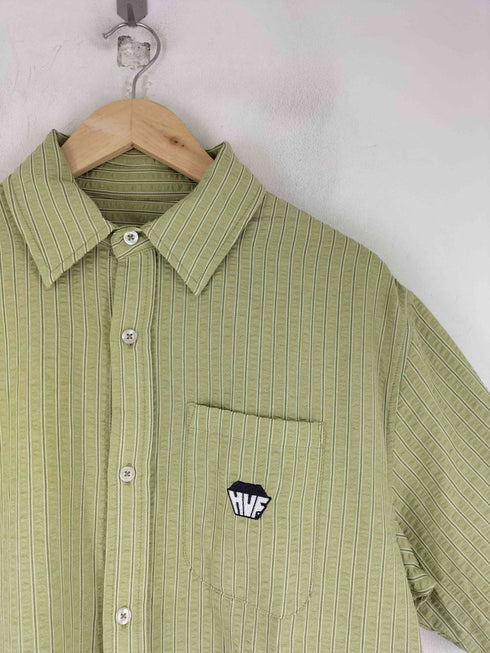 ハフ HUF BIG BLOCK STRIPED SHPRT ワンポイントロゴ ストライプ ショートスリーブ シャツ メンズ import:S