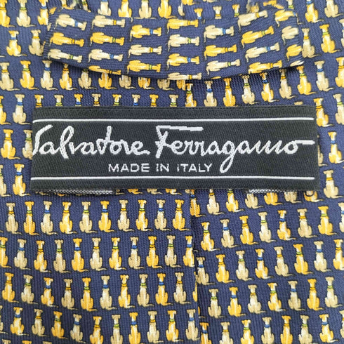 サルヴァトーレフェラガモ Salvatore Ferragamo イタリア製 アニマル柄 シルク ネクタイ メンズ