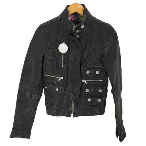 ディーアンドジードルチェアンドガッバーナ D&G DOLCE&GABBANA LAMB LEATHER ラムレザー ジップ ポケット ギミック レザージャケット Archive アーカイブ レディース 36