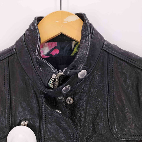 ディーアンドジードルチェアンドガッバーナ D&G DOLCE&GABBANA LAMB LEATHER ラムレザー ジップ ポケット ギミック レザージャケット Archive アーカイブ レディース 36