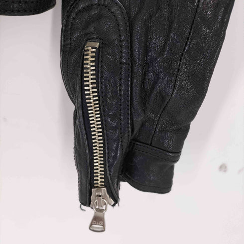 ディーアンドジードルチェアンドガッバーナ D&G DOLCE&GABBANA LAMB LEATHER ラムレザー ジップ ポケット ギミック レザージャケット Archive アーカイブ レディース 36