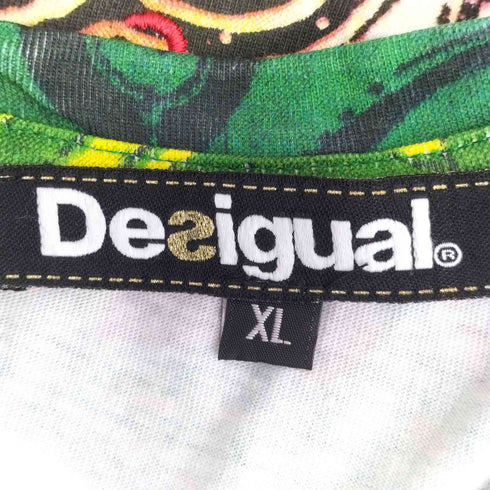 デシグアル Desigual 花柄刺繍 ビーズ装飾 UネックTシャツ レディース import:XL