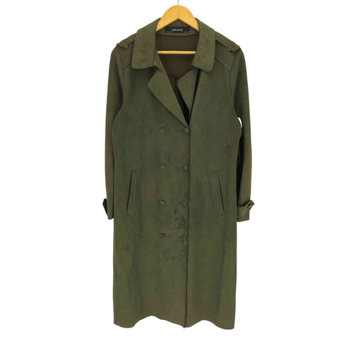 ザラ ZARA BASIC ウエストベルト フェイクスエード ダブル トレンチコート レディース import:M