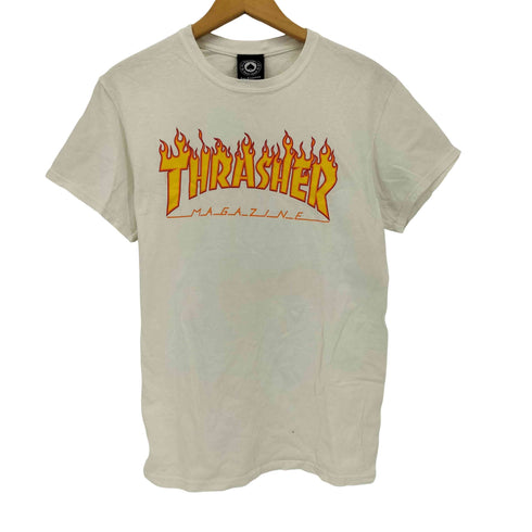スラッシャーマガジン THRASHER MAGAZINE ファイヤーパターンロゴ クルーネックTシャツ メンズ import:S