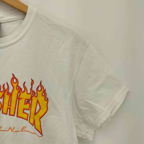 スラッシャーマガジン THRASHER MAGAZINE ファイヤーパターンロゴ クルーネックTシャツ メンズ import:S