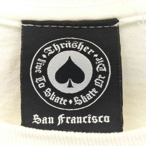 スラッシャーマガジン THRASHER MAGAZINE ファイヤーパターンロゴ クルーネックTシャツ メンズ import:S