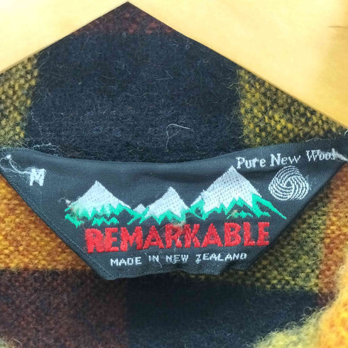 REMARKABLE/ ウール100 チェック柄 ハーフジップ プルオーバーシャツジャケット メンズ import:M