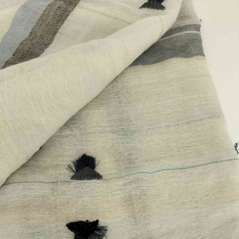 amet&ladoue アメット アンド ラデュー ウール 刺繍 フリンジ ストール レディース