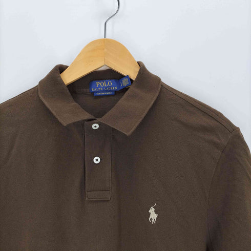 ポロバイラルフローレン Polo by RALPH LAUREN CUSTOM SLIM FIT スモールポニー 刺繍 鹿の子 ポロシャツ メンズ L