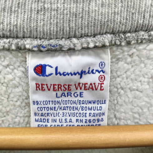 チャンピオン Champion 90S USA製 刺繍タグ REVERSE WEAVE カレッジロゴ 袖 目有り プルオーバー スウェット メンズ import:L