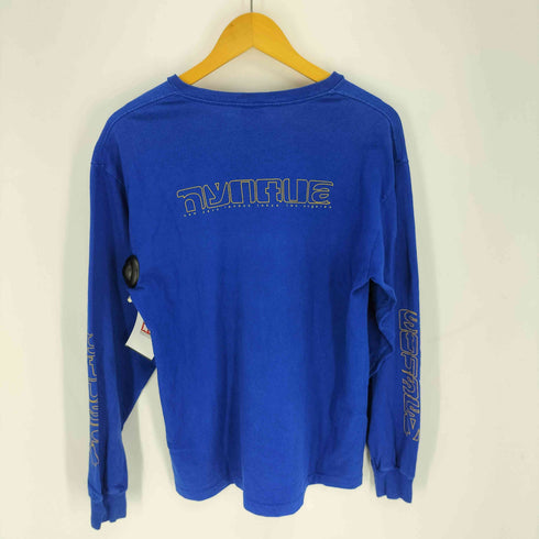 ステューシー Stussy 90-00S USA製 紺タグ ロゴプリント L/S クルーネック Tシャツ メンズ import:L