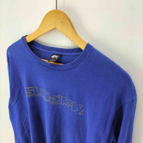 ステューシー Stussy 90-00S USA製 紺タグ ロゴプリント L/S クルーネック Tシャツ メンズ import:L