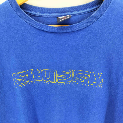 ステューシー Stussy 90-00S USA製 紺タグ ロゴプリント L/S クルーネック Tシャツ メンズ import:L