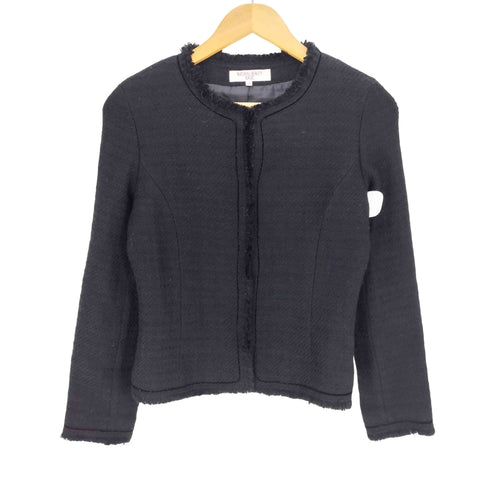ナチュラルビューティーベーシック NATURAL BEAUTY BASIC ウール混 ツイード ノーカラージャケット レディース JPN:M