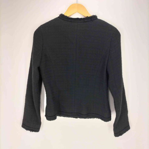 ナチュラルビューティーベーシック NATURAL BEAUTY BASIC ウール混 ツイード ノーカラージャケット レディース JPN:M