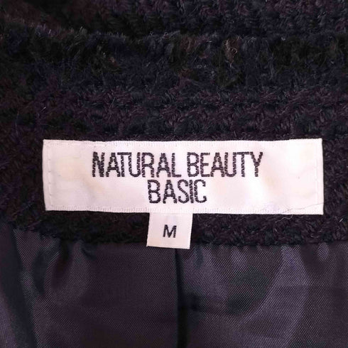 ナチュラルビューティーベーシック NATURAL BEAUTY BASIC ウール混 ツイード ノーカラージャケット レディース JPN:M