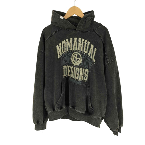 ノーマニュアル NOMANUAL LAYERED ARCH GRAPHIC HOODIE レイヤード アーチ グラフィック フーディー メンズ L