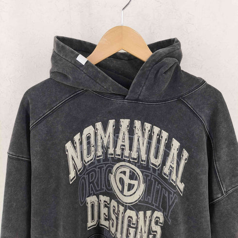 ノーマニュアル NOMANUAL LAYERED ARCH GRAPHIC HOODIE レイヤード アーチ グラフィック フーディー メンズ L