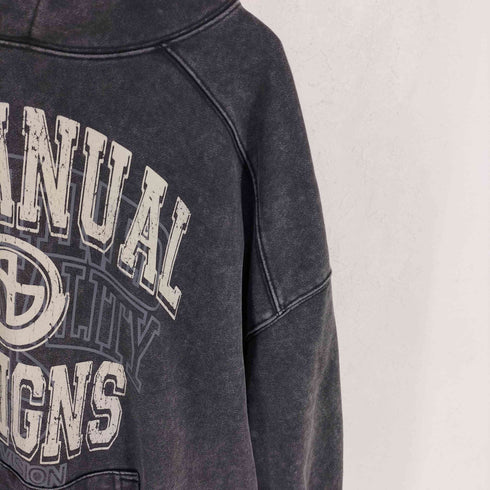 ノーマニュアル NOMANUAL LAYERED ARCH GRAPHIC HOODIE レイヤード アーチ グラフィック フーディー メンズ L