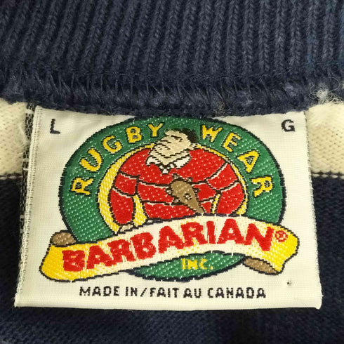 バーバリアン BARBARIAN 90s RUGBY WEAR カナダ製 ボーダー コットン Tシャツ メンズ import:L
