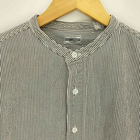 ジャーナルスタンダードホームステッド JOURNAL STANDARD J.S HOMESTEAD ヒッコリーストライプシャツ L/S バンドカラー メンズ JPN:M