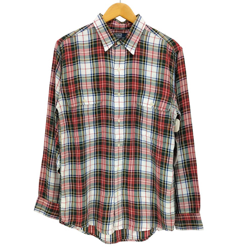 ポロバイラルフローレン Polo by RALPH LAUREN WHITFIELD マルチカラー タータンチェック リバースプリント ポニー無 ダブルポケット レーヨン 長袖 シャツ メンズ import:L