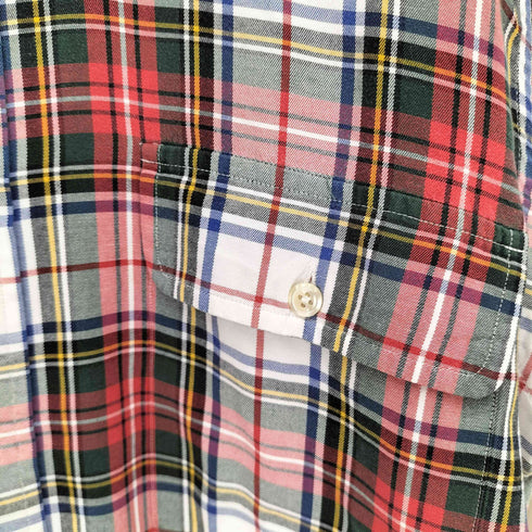 ポロバイラルフローレン Polo by RALPH LAUREN WHITFIELD マルチカラー タータンチェック リバースプリント ポニー無 ダブルポケット レーヨン 長袖 シャツ メンズ import:L