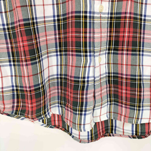 ポロバイラルフローレン Polo by RALPH LAUREN WHITFIELD マルチカラー タータンチェック リバースプリント ポニー無 ダブルポケット レーヨン 長袖 シャツ メンズ import:L