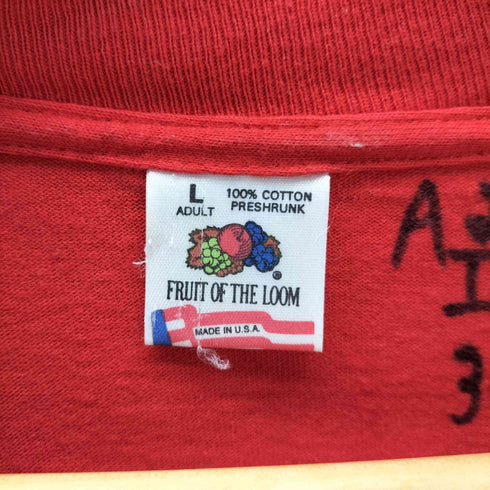 フルーツオブザルーム FRUIT OF THE LOOM 90s USA製 How Are You Feeling Today? Wie geht's Dir heute? マルチ フェイス プリント Tシャツ 裾袖 シングル メンズ import:L