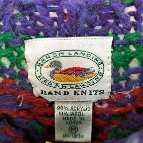 マーシュランディング MARSH LANDING HAND KNITS ノルディック柄 アクリル ウール ハンドニット レディース M