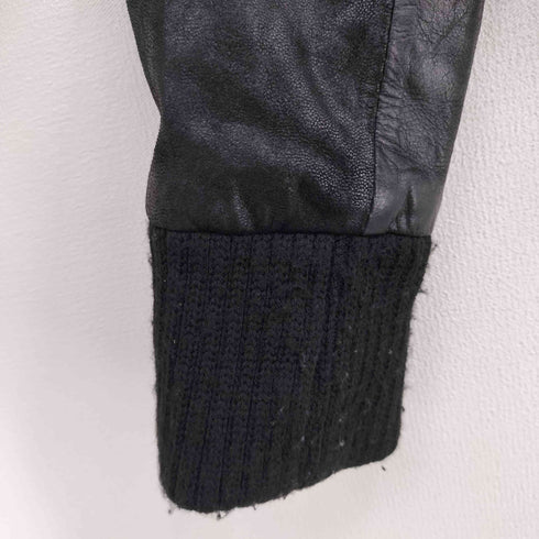 Stradivarius ストラディバリウス 本革 ハイネック ライダースジャケット レディース import:M