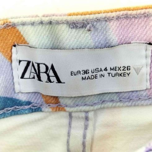 ザラ ZARA ストレートフィット マーブルプリント デニム パンツ レディース 36