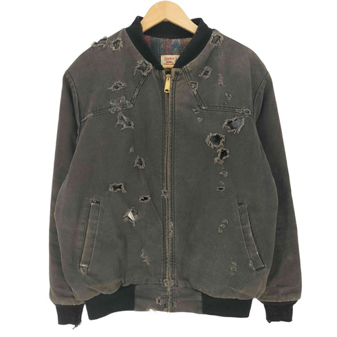 SADDLE KING WESTERN 80S USA製 TALONジップ ダメージ 裏地ネイティブ キャンバス ジップアップブルゾン メンズ import:XL