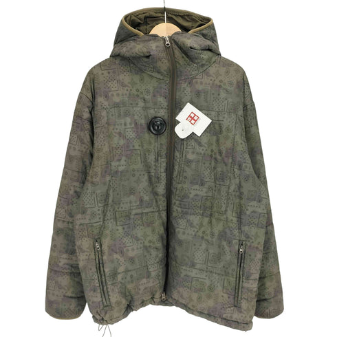 ステューシー Stussy 00S GEAR OLD THERMOLITE 裾ドローコード ペイズリー ダブルジップ フーディ 中綿ジャケット Paisley Puffer Jacket メンズ import:L