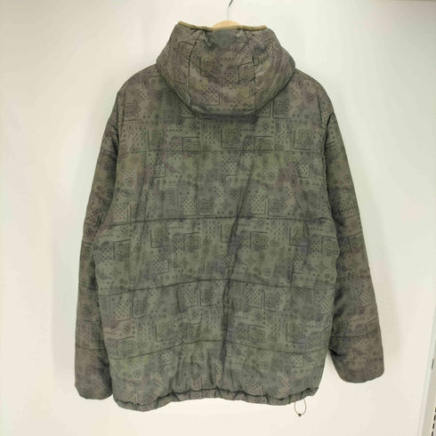 ステューシー Stussy 00S GEAR OLD THERMOLITE 裾ドローコード ペイズリー ダブルジップ フーディ 中綿ジャケット Paisley Puffer Jacket メンズ import:L