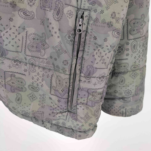 ステューシー Stussy 00S GEAR OLD THERMOLITE 裾ドローコード ペイズリー ダブルジップ フーディ 中綿ジャケット Paisley Puffer Jacket メンズ import:L